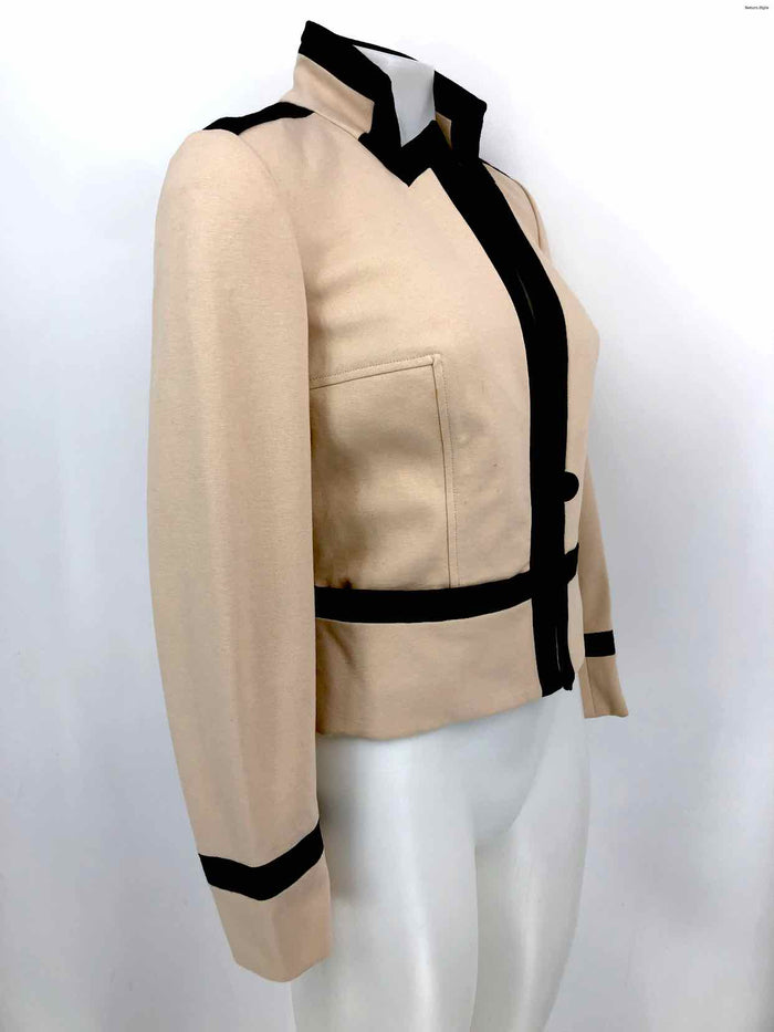 DVF - DIANE VON FURSTENBERG Beige Black Cotton Blend Blazer Jacket