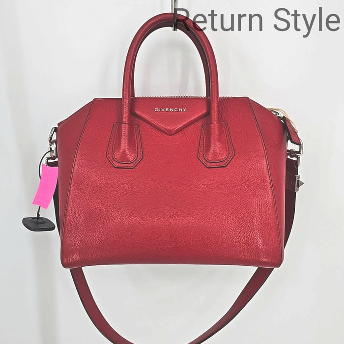 GIVENCHY Red Silver Leather as is - well loved Satchel Purse