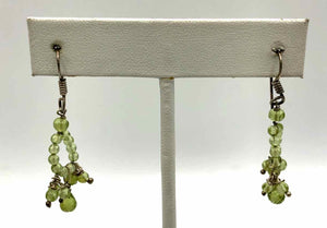 Lt Green Sterling Silver Peridot Dangle ss Earrings