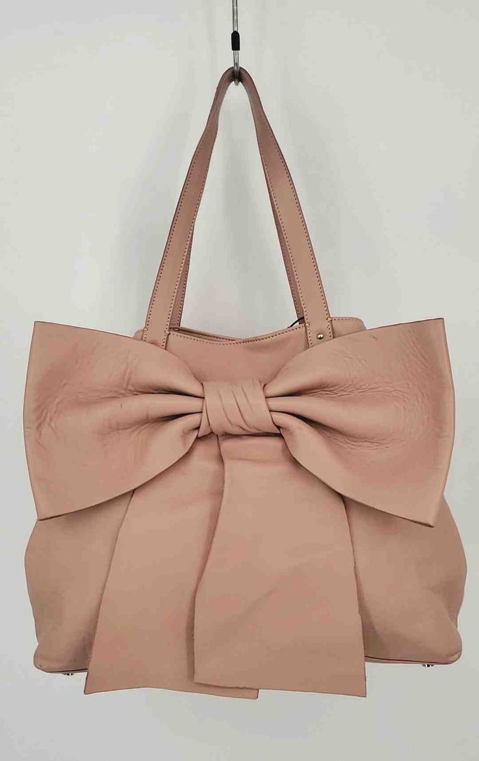 VALENTINO Pink Leather Pre Loved bow Tote 13" 5.5" 10.5" Purse