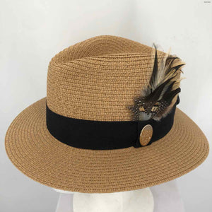 HICKS & BROWN Tan Brown Pre Loved Woven Feather Hat