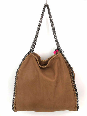 STELLA MCCARTNEY Tan Gunmetal Suede AS IS - hole Chain Trim Shoulder Bag Purse