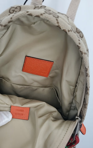 GUCCI Brown Orange Pre Loved Monogram Backpack