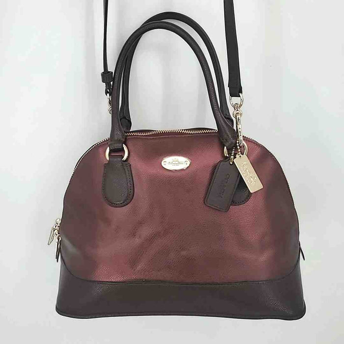 COACH Burgundy Gold Leather Pre Loved Satchel w/Crossbody Strap Purse