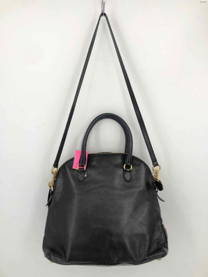 VALENTINO Black Gold Leather Flower Handbag w/Long Strap Purse