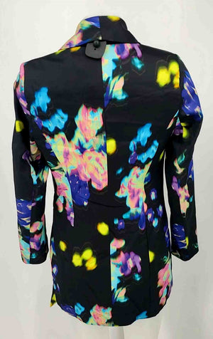 RIVER ISLAND Black Bright Multi Abstract Floral Tie at Waist Jacket