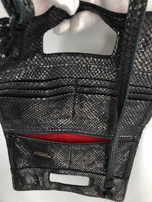 HAMMITT Black Reptile Pattern Pre Loved Metallic Crossbody Purse