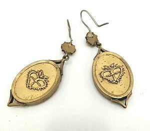 VIRGIN SAINTS & ANGELS Goldtone Brown & Beige Natural Stone Earrings