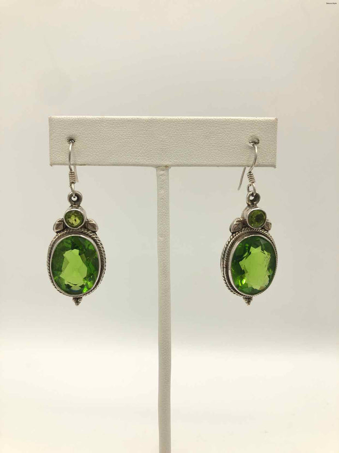 Green Sterling Silver ss Earrings