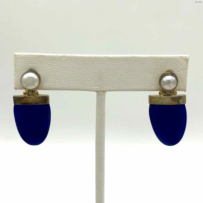 Blue Silver Pearl Lapis Pre Loved ss Earrings