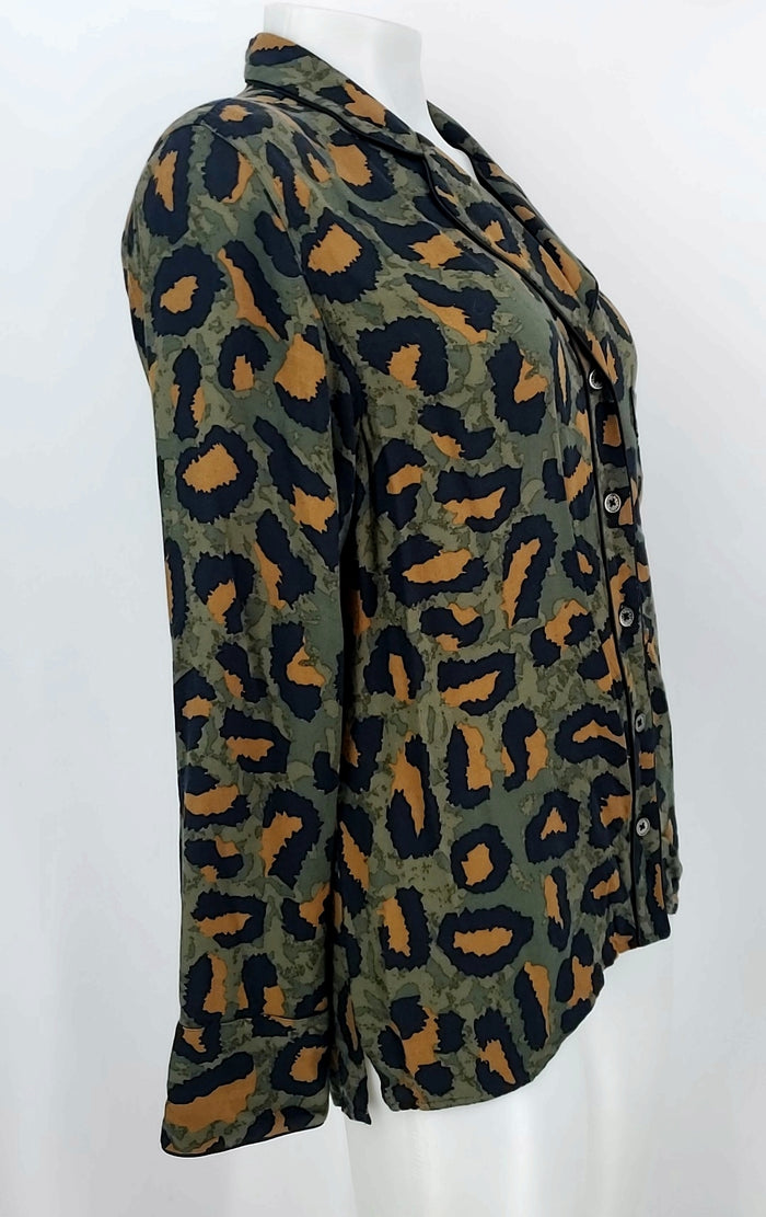 ZADIG & VOLTAIRE Olive Black Multi Made in France Leopard Print Top