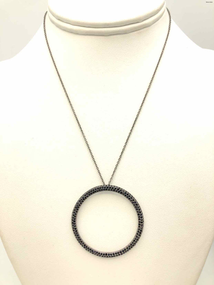 NADRI Gunmetal Black Crystal Pre Loved Circle Necklace