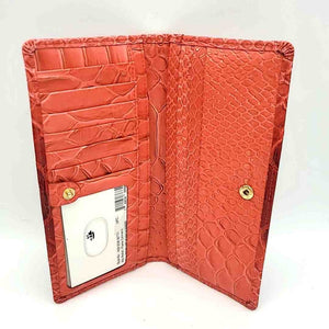 BRAHMIN Pink Red Leather Reptile Pattern Fold Over Wallet