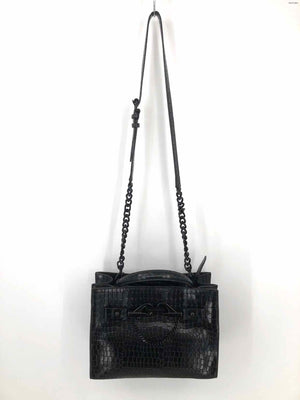 REBECCA MINKOFF Black Embossed leather Pre Loved Satchel Purse