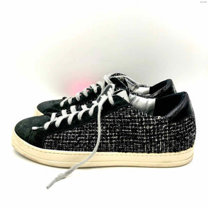 P448 Charcoal Gray & Beige Made in Italy Tweed Trim Sneaker Shoes