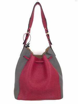 MCM Berry Gray Pebbled Leather Hobo 10 in 5" 10.5" Purse