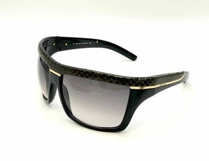 JIMMY CHOO Black Goldtone Reptile Pattern Pre Loved Shield Sunglasses w/case