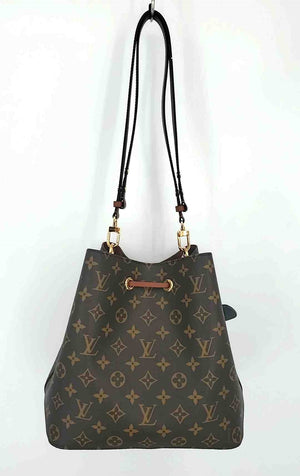 LOUIS VUITTON Brown Tan Coated Canvas Pre Loved Bucket Purse