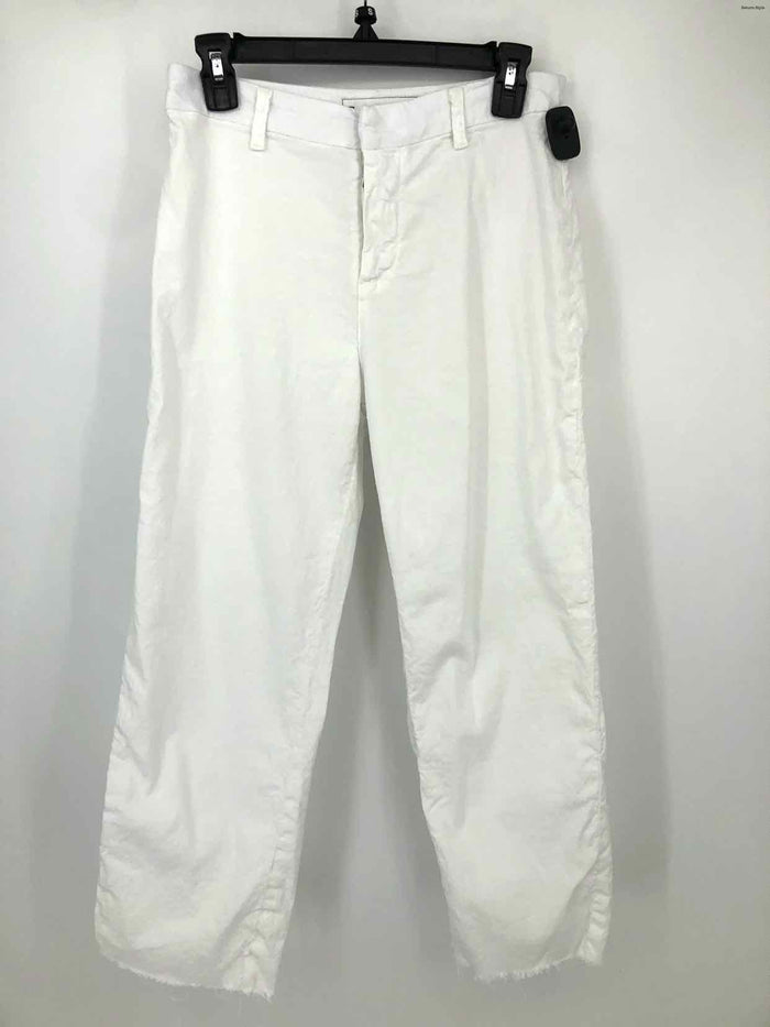 FRANK & EILEEN White Cotton Blend Made in USA Mid Rise - Straight Leg Pants