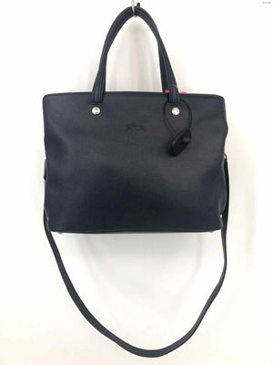 LONGCHAMP Navy Leather Pre Loved Satchel w/Crossbody Strap 13" 5.5" 10" Purse