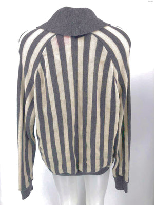 KARL LAGERFELD Ivory Gray Alpaca Made in France Striped Longsleeve Sweater