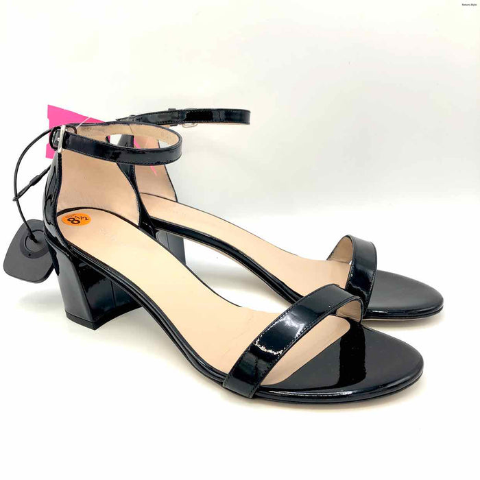 STUART WEITZMAN Black Patent Leather Sandal 2.5" Chunky Heel Shoes