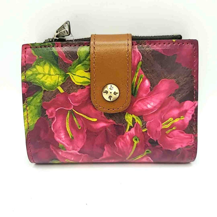 PATRICIA NASH Fuchsia Brown Leather Floral Wristlet Wallet