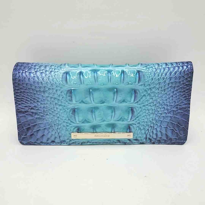 BRAHMIN Lt Blue Royal Blue Leather Fold Over Wallet