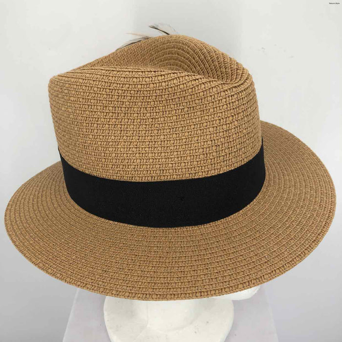 HICKS & BROWN Tan Brown Pre Loved Woven Feather Hat