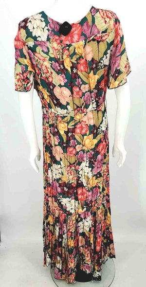 JADE by Johnny Was Green Yellow Multi Velvet Floral Maxi Wrap Dress Set