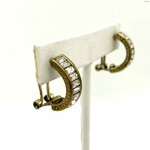 HEIDI DAUS Brass Clear Crystal Half Huggie Hoop Earrings