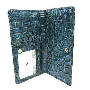 BRAHMIN Teal Green Leather Fold Over Wallet