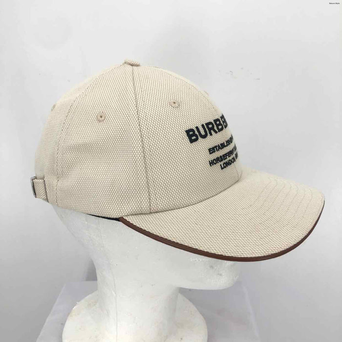 BURBERRY Beige Black Word Print Cap SMALL (S) Hat