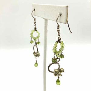 Lt Green Sterling Silver Peridot Dangle ss Earrings