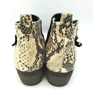 ERIC MICHAEL Black Beige Leather Reptile Pattern Ankle Boot Boots