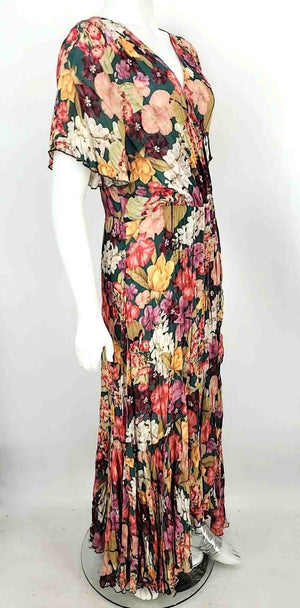 JADE by Johnny Was Green Yellow Multi Velvet Floral Maxi Wrap Dress Set