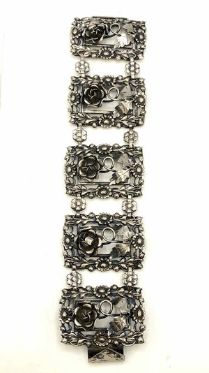 Sterling Silver Floral 7.5" ss Bracelet