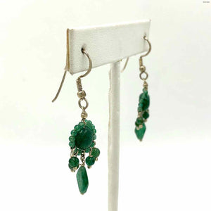 Green Sterling Silver Stone Dangle ss Earrings