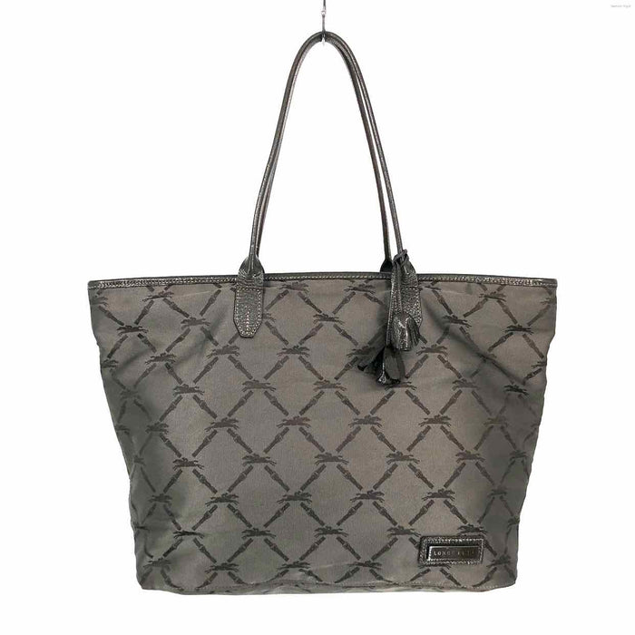 LONGCHAMP Gray Patent Trim Pre Loved Monogram Tote Purse