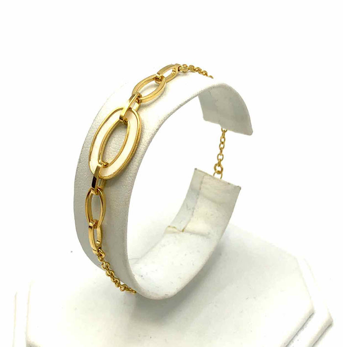 Gold Plated White Mother of Pearl Oval SS GP Brace