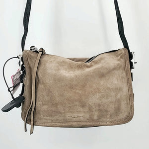 RAG & BONE Tan Black & Silver Suede Crossbody Purse