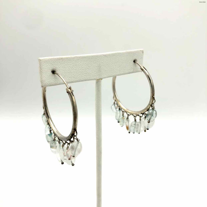 Lt Blue Sterling Silver Hoops ss Earrings