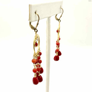 Red Sterling Silver Gold Plated Dangle ss Earrings