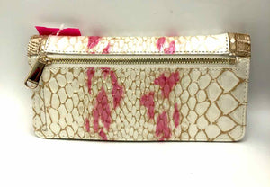 BRAHMIN Beige Pink Gold Embossed leather Mock Croc Wallet