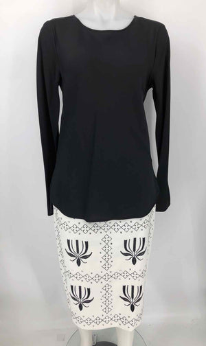 MALENE BIRGER White & Black Clear Silk Embroidered Skirt & Jacket 3PC Set