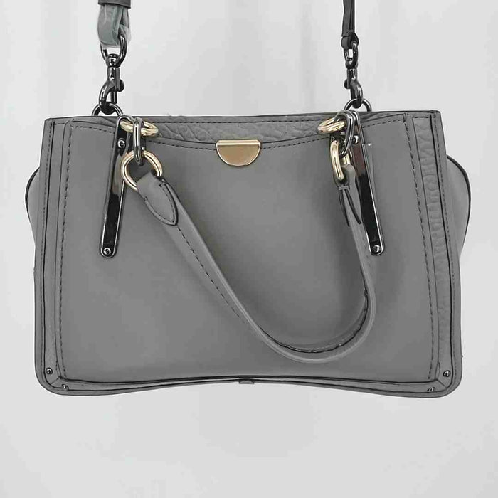 COACH Gray Gunmetal Leather Pre Loved Satchel Purse