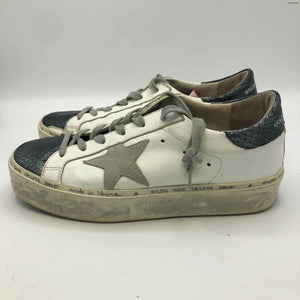 GOLDEN GOOSE White Green Leather Italian Made Distressed Sneaker Shoes