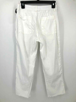 FRANK & EILEEN White Cotton Blend Made in USA Mid Rise - Straight Leg Pants