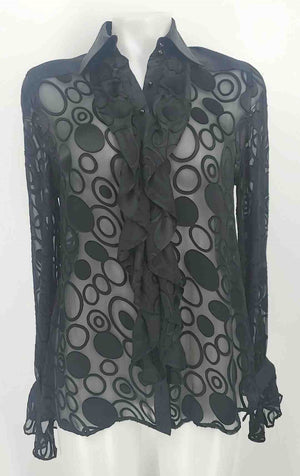 ANNE FONTAINE Black Silk Blend Sheer Blouse Top