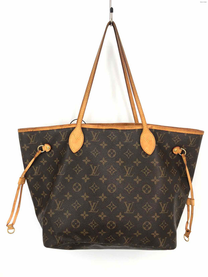 LOUIS VUITTON Brown Tan Coated Canvas Leather Trim Pre Loved AS IS Tote Purse